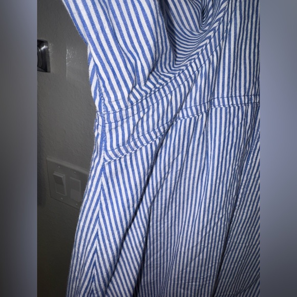 FREE PEOPLE all for you striped mini dress tunic ruffle blue white size large - Picture 9 of 12